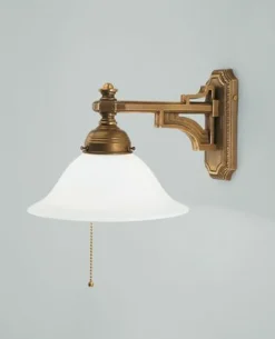 Berliner Messingleuchten Blendarme Wandlampe Messing Glas E27 Zugschalter* Wohnzimmerlampen|Küchenlampen