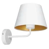Luminex Blendarme Wandlampe Weiß Gold Stoff Metall E27 H:23 cm* Wandleuchten|Schlafzimmer Lampen