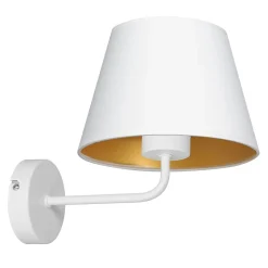 Luminex Blendarme Wandlampe Weiß Gold Stoff Metall E27 H:23 cm* Wandleuchten|Schlafzimmer Lampen