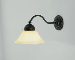 Berliner Messingleuchten Blendarme Wandleuchte Echt-Messing Glas E27 Elfenbein* Wohnzimmerlampen|Küchenlampen