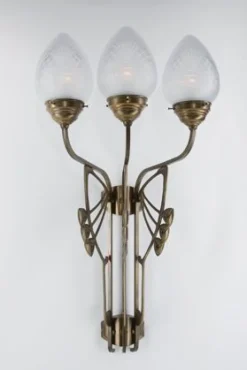 Online Berliner Messingleuchten Blendarme Wandleuchte Messing Glas Weiß E27 H:86 cm