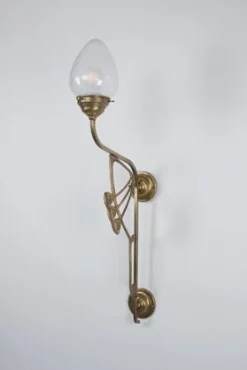 Clearance Berliner Messingleuchten Blendarme Wandleuchte Messing Glas Blau H:86 cm E27