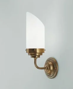 Berliner Messingleuchten Blendarme Wandleuchte Messing Glas wohnlich E27 T:14 cm