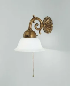 Best Berliner Messingleuchten Blendarme Wandleuchte Messing Glas E27 mit Zugschalter