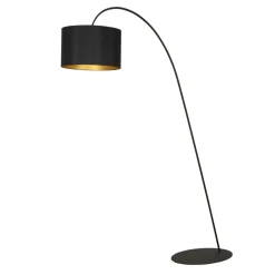 Nowodvorski Bogenleuchte 205 cm in Schwarz Gold E27 Wohnzimmer* Stofflampen|Wohnzimmerlampen
