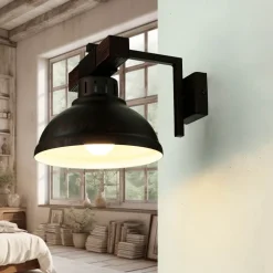 New Luminex Braune Wandleuchte Echt Holz Metall Made in EU E27