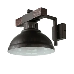 New Luminex Braune Wandleuchte Echt Holz Metall Made in EU E27