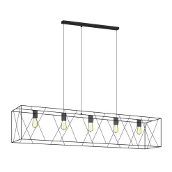 Best Luminex Breite Drahtgestell Hängeleuchte FRAME in Schwarz 5-flmg