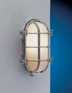 Laura Suardi Chrom Wandlampe LED aus Messing IP54 Maritim außen* Außenleuchten Antik|Außenleuchten Messing