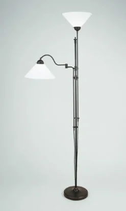 Berliner Messingleuchten Deckenfluter Antik Messing Glas E27 200 cm blendarm* Wohnzimmerlampen|Metall Lampen