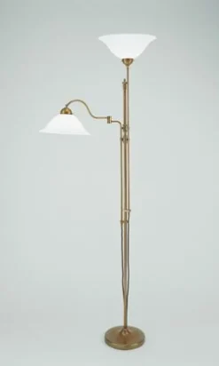 Outlet Berliner Messingleuchten Deckenfluter Berliner Messing Glas mit Leselicht 200 cm