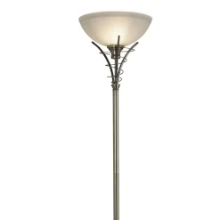 Searchlight Deckenfluter Glas Metall 179 cm hoch E27 Messing Antik Weiß