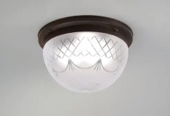 Berliner Messingleuchten Deckenlampe Antik Messing Glas mit Muster E27 Ø40 cm* Flurlampen|Bürolampen