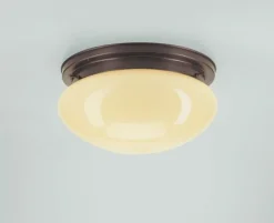 Berliner Messingleuchten Deckenlampe Antik Messing Glas in Elfenbein E27 Ø30 cm* Flurlampen|Wohnzimmerlampen