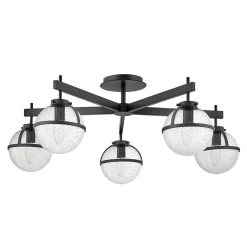 Best Elstead Deckenlampe Bad IP44 81,3 cm breit E14 Schwarz Metall Glas