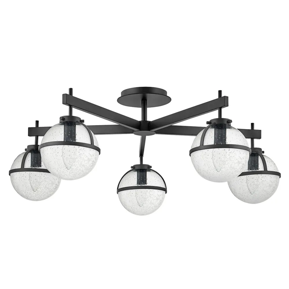 Best Elstead Deckenlampe Bad IP44 81,3 cm breit E14 Schwarz Metall Glas