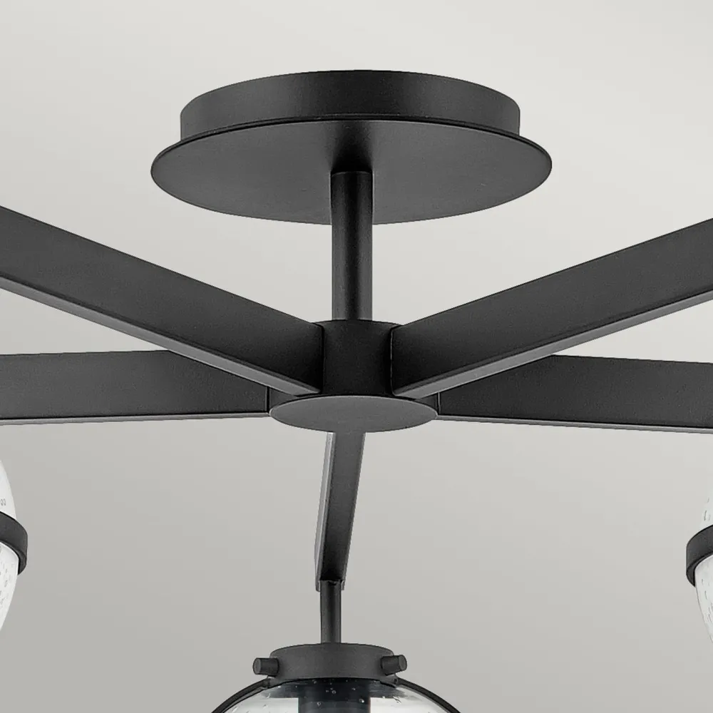 Best Elstead Deckenlampe Bad IP44 81,3 cm breit E14 Schwarz Metall Glas