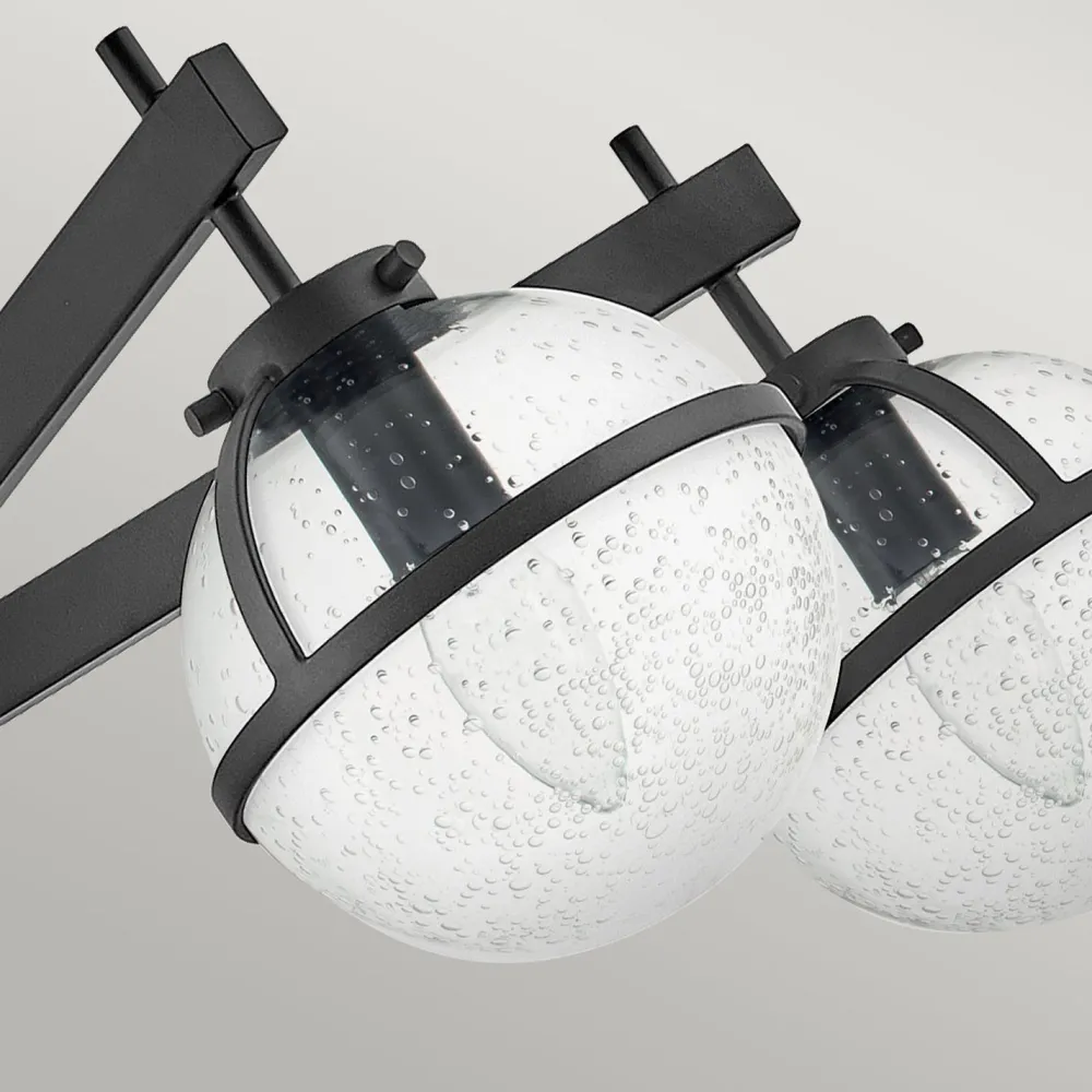 Best Elstead Deckenlampe Bad IP44 81,3 cm breit E14 Schwarz Metall Glas