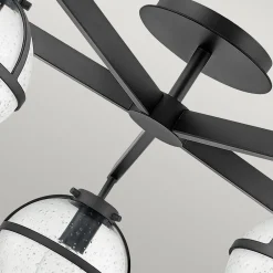 Best Elstead Deckenlampe Bad IP44 81,3 cm breit E14 Schwarz Metall Glas