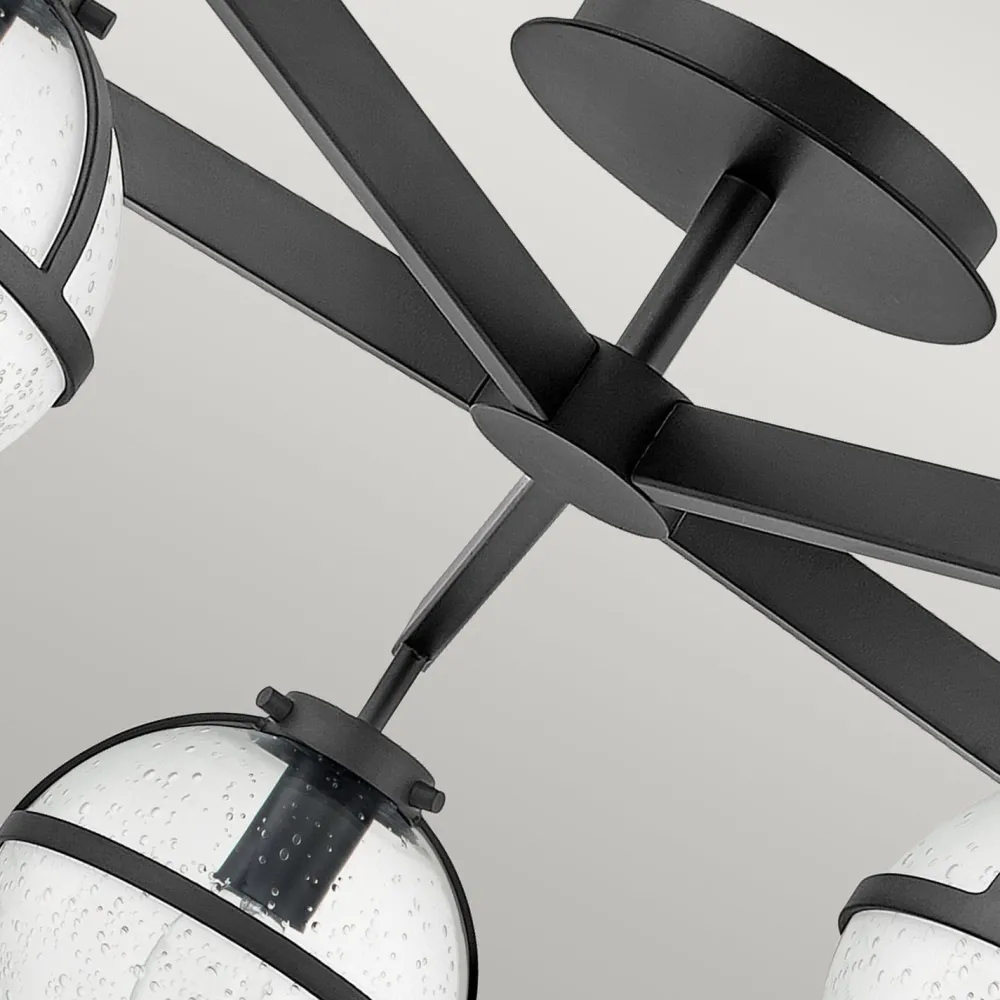 Best Elstead Deckenlampe Bad IP44 81,3 cm breit E14 Schwarz Metall Glas