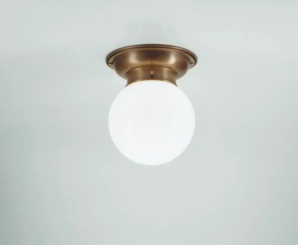 Berliner Messingleuchten Deckenlampe Berliner Messing Glaskugel E27 Ø16 cm rund* Flurlampen|Bürolampen