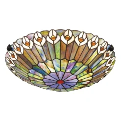 Elstead Deckenlampe Buntglas Ø 42 cm rund 2x E27 Tiffany Stil* Deckenleuchten|Flurlampen