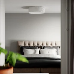 Outlet By Rydéns Deckenlampe D: 60 cm rund Modern Weiß Metall Stoff E27