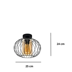 Belis Deckenlampe E27 Ø25 cm Schwarz Honig blendarm Retro* Flurlampen|Bürolampen