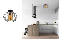 Belis Deckenlampe E27 Ø25 cm Schwarz Honig blendarm Retro* Flurlampen|Bürolampen