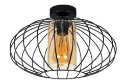 Belis Deckenlampe E27 Ø34 cm Schwarz Honig blendarm Retro* Flurlampen|Bürolampen