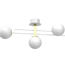 Clearance Luminex Deckenlampe E27 Glaskugeln Metall in Weiß Gold L:88 cm