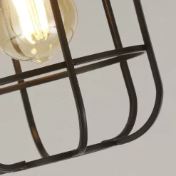 Searchlight Deckenlampe E27 Holz Metall Draht B:15 cm Industrial* Wohnzimmerlampen|Esszimmer Lampen