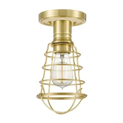 Hot Elstead Deckenlampe E27 Metall Ø 14,5 cm rund in Messing