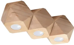 Sollux Deckenlampe 3-flammig 36 cm klein Holz GU10 wohnlich* Holzlampen|Moderne Lampen