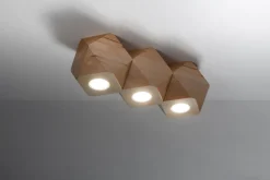 Sollux Deckenlampe 3-flammig 36 cm klein Holz GU10 wohnlich* Holzlampen|Moderne Lampen