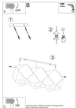 Sollux Deckenlampe 3-flammig 36 cm klein Holz GU10 wohnlich* Holzlampen|Moderne Lampen