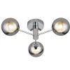 Searchlight Deckenlampe 3-flammig Chrom Rauchgrau G9 Glas Metall* Deckenleuchten|Flurlampen