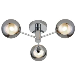 Searchlight Deckenlampe 3-flammig Chrom Rauchgrau G9 Glas Metall* Deckenleuchten|Flurlampen
