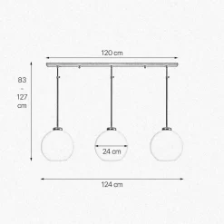 Giovanni Battista Deckenlampe 3-flammig Messing Glas höhenverstellbar E27* Deckenleuchten|Hängelampen