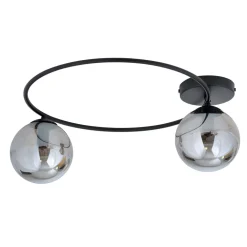 Emibig Deckenlampe 2-flammig rund Ø 47 cm Rauchglas Metall