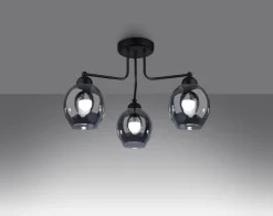 Best Sollux Deckenlampe 3-flammig Schwarz Rauchglas E27 Modern