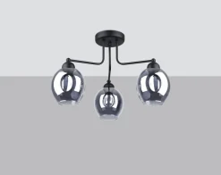 Best Sollux Deckenlampe 3-flammig Schwarz Rauchglas E27 Modern