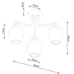 Best Sollux Deckenlampe 3-flammig Schwarz Rauchglas E27 Modern