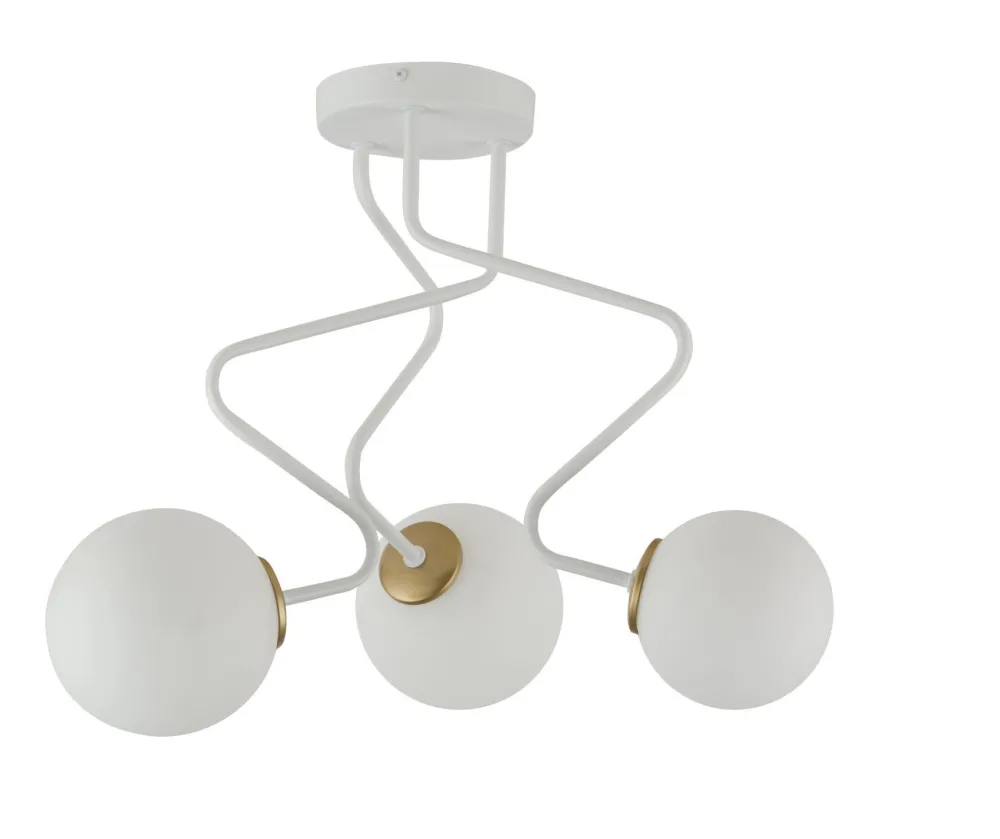 Sigma Deckenlampe 3-flammig Weiß Gold Metall Glas satiniert* Deckenleuchten|Kugellampen