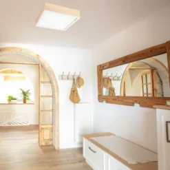 Lamkur Deckenlampe Glas blendarm Holz Pinie E27 B:38,5 cm* Deckenleuchten|Flurlampen