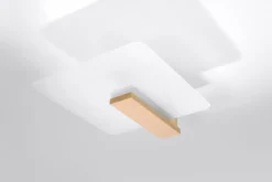 Sollux Deckenlampe Glas Holz 47,5 cm lang blendarm 2x E27* Flurlampen|Bürolampen