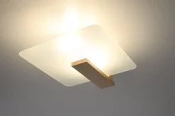 Sollux Deckenlampe Glas Holz 47,5 cm lang blendarm 2x E27* Flurlampen|Bürolampen