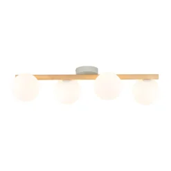 TK Lighting Deckenlampe Glas Holz Metall 65 cm lang 4-flammig G9* Deckenleuchten|Flurlampen
