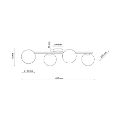 TK Lighting Deckenlampe Glas Holz Metall 65 cm lang 4-flammig G9* Deckenleuchten|Flurlampen