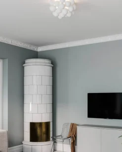 By Rydéns Deckenlampe Glas Metall 50 cm breit Weiß matt G9 Modern* Deckenleuchten|Flurlampen